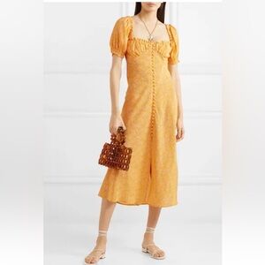 RIXO London Yellow Tammy Dress Floral Print Medium